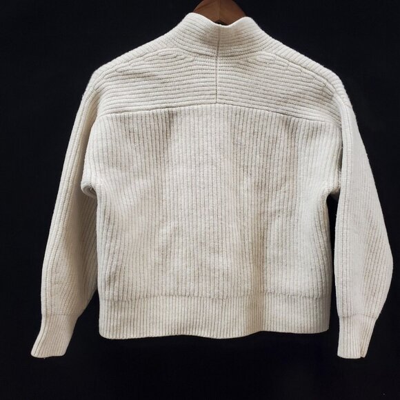 Everlane Womens Felted Merino Wool Double Breasted Cardigan Size M Ivory Ribbed - Picture 2 of 10